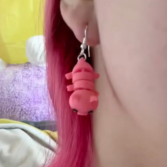 Wiggly Pig Earrings – Lightweight, Fidgety, 3D Printed