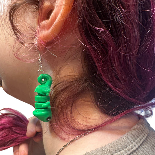 Wiggly Lizard Earrings – Lightweight, Fidgety, 3D Printed