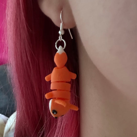 Wiggly Fox Earrings – Lightweight, Fidgety, 3D Printed