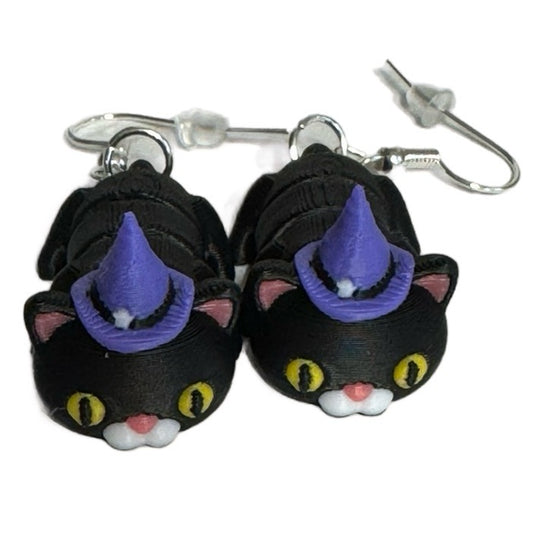 Wizard Cat Earrings – Lightweight, Fidgety, 3D Printed