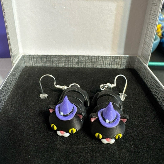 Wizard Cat Earrings – Lightweight, Fidgety, 3D Printed
