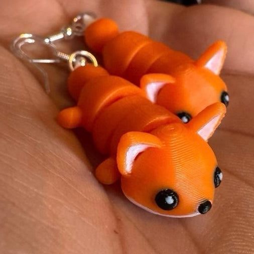 Wiggly Fox Earrings – Lightweight, Fidgety, 3D Printed