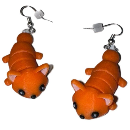 Wiggly Fox Earrings – Lightweight, Fidgety, 3D Printed