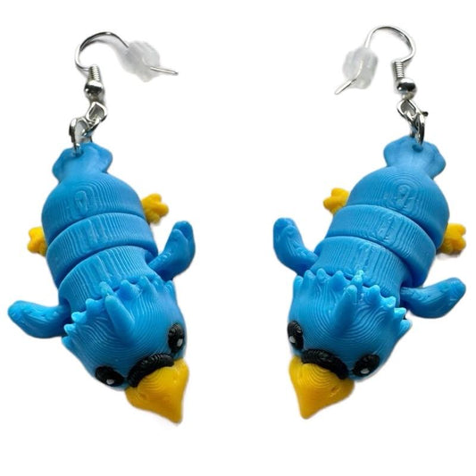Wiggly Bird Earrings – Lightweight, Fidgety, 3D Printed