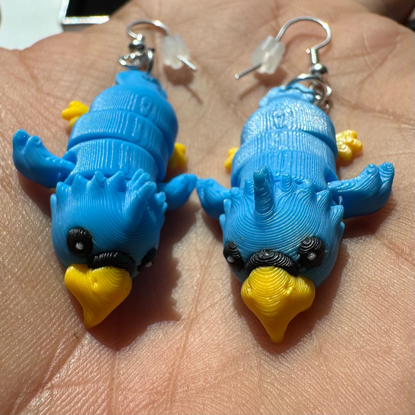 Wiggly Bird Earrings – Lightweight, Fidgety, 3D Printed