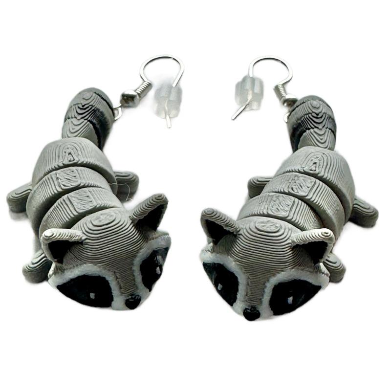 Wiggly Raccoon Earrings – Lightweight, Fidgety, 3D Printed