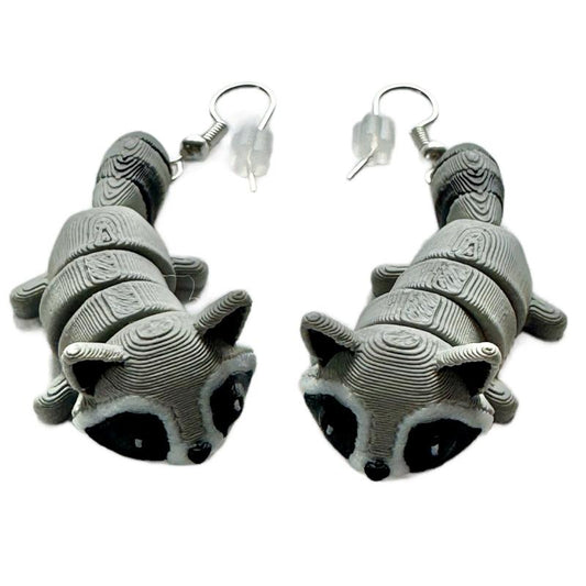 Wiggly Raccoon Earrings – Lightweight, Fidgety, 3D Printed